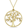 Family Tree of Life Pendant Necklace Plain Metal 18k Yellow Gold