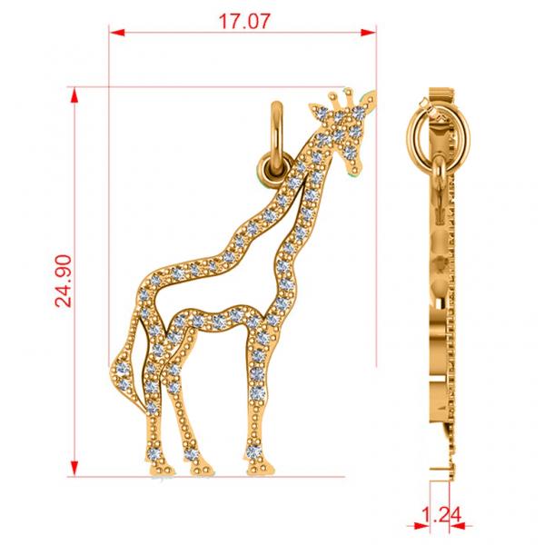 Diamond Giraffe Pendant Necklace 14k Yellow Gold (0.26ct)