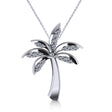 Diamond Summer Palm Tree Pendant Necklace 14k White Gold (0.24ct)