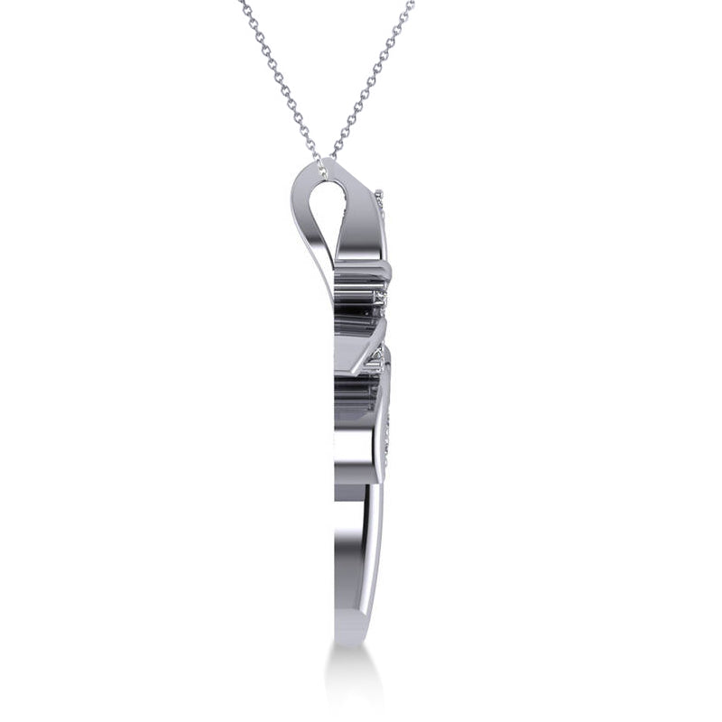 Diamond Summer Palm Tree Pendant Necklace 14k White Gold (0.24ct)