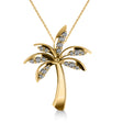Diamond Summer Palm Tree Pendant Necklace 14k Yellow Gold (0.24ct)
