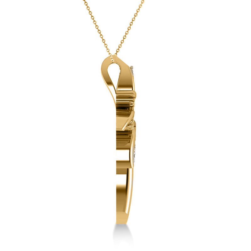 Diamond Summer Palm Tree Pendant Necklace 14k Yellow Gold (0.24ct)