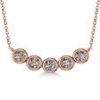 Bezel-set Five-Stone Diamond Pendant Necklace 14k Rose Gold (2.00ct)