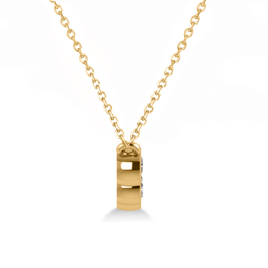 Diamond & Blue Sapphire 5-Stone Pendant Necklace 14k Yellow Gold 1.00ct