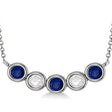 Diamond & Blue Sapphire 5-Stone Pendant Necklace 14k White Gold 2.00ct