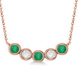 Diamond & Emerald 5-Stone Pendant Necklace 14k Rose Gold 1.00ct