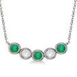 Diamond & Emerald 5-Stone Pendant Necklace 14k White Gold 1.00ct