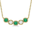 Diamond & Emerald 5-Stone Pendant Necklace 14k Yellow Gold 1.00ct