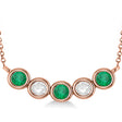 Diamond & Emerald 5-Stone Pendant Necklace 14k Rose Gold 2.00ct