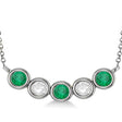Diamond & Emerald 5-Stone Pendant Necklace 14k White Gold 2.00ct