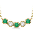 Diamond & Emerald 5-Stone Pendant Necklace 14k Yellow Gold 2.00ct