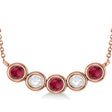 Diamond & Ruby 5-Stone Pendant Necklace 14k Rose Gold 2.00ct