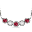 Diamond & Ruby 5-Stone Pendant Necklace 14k White Gold 2.00ct
