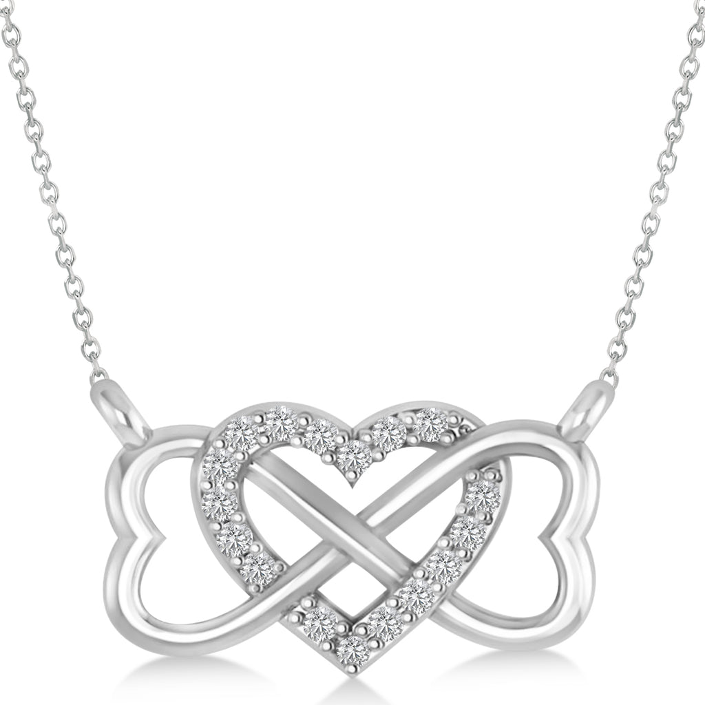 Infinity & Heart Diamond Pendant Necklace 14k White Gold (0.09ct)
