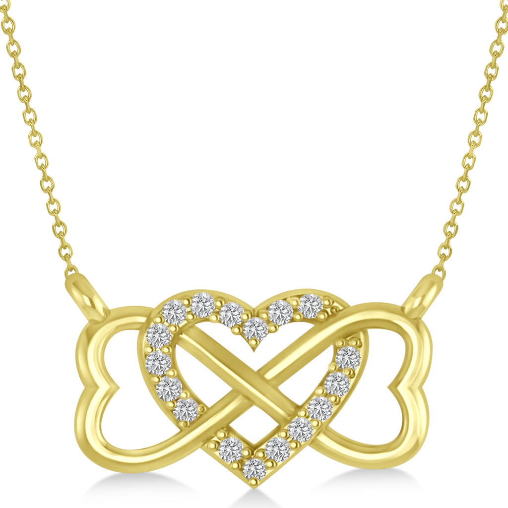 Infinity & Heart Diamond Pendant Necklace 14k Yellow Gold (0.09ct)