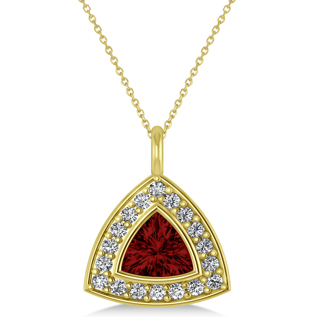 Garnet Trillion Cut Halo Pendant 14k Yellow Gold (1.86ct)
