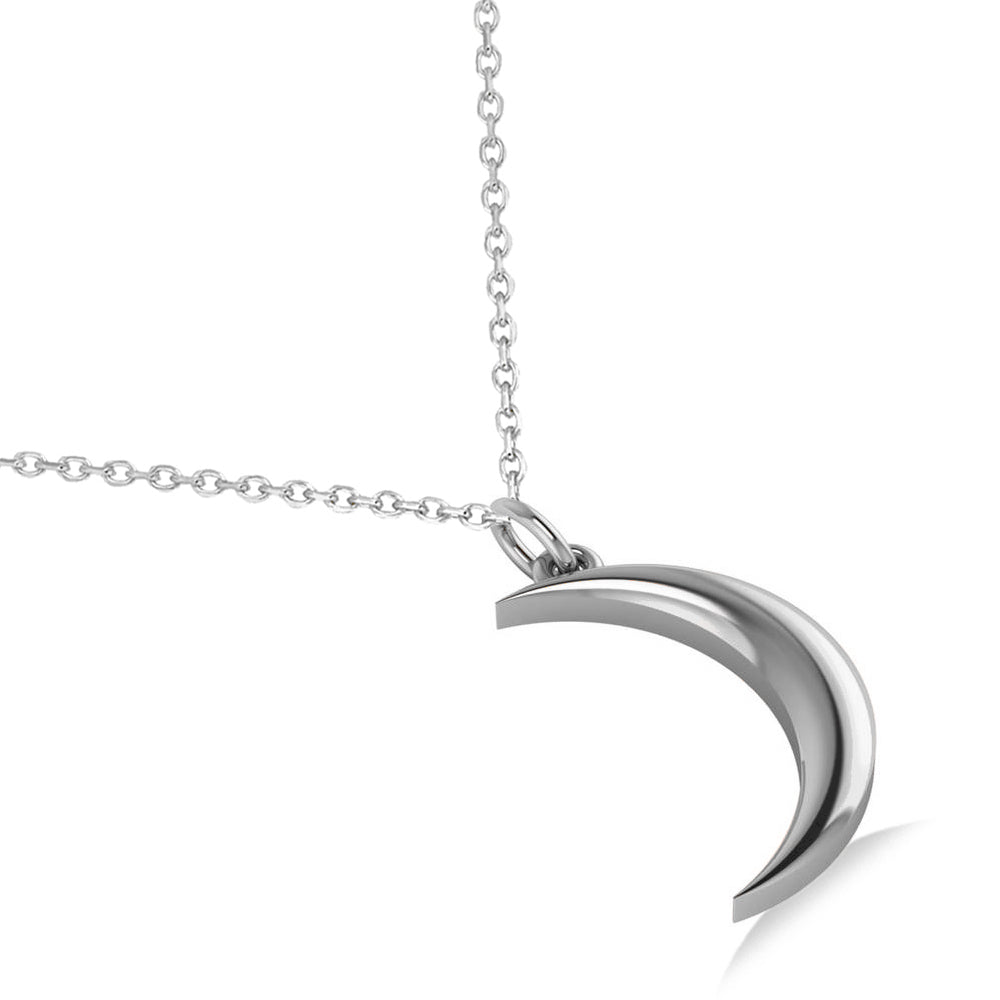 Crescent Moon Pendant Necklace 14K White Gold