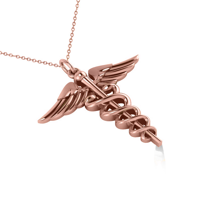 Caduceus Medical Symbol Pendant 14k Rose Gold