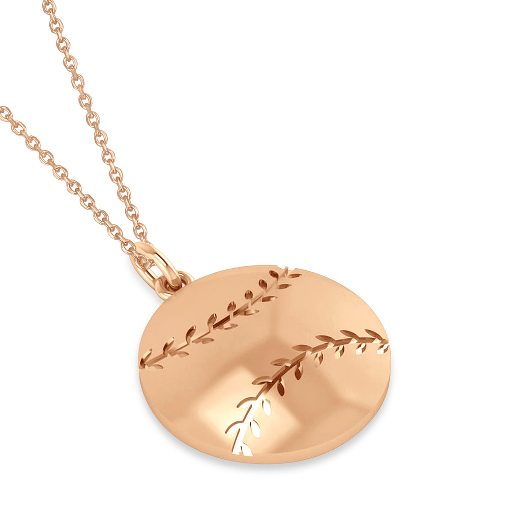 Baseball Charm Men's Pendant Necklace 14K Rose Gold