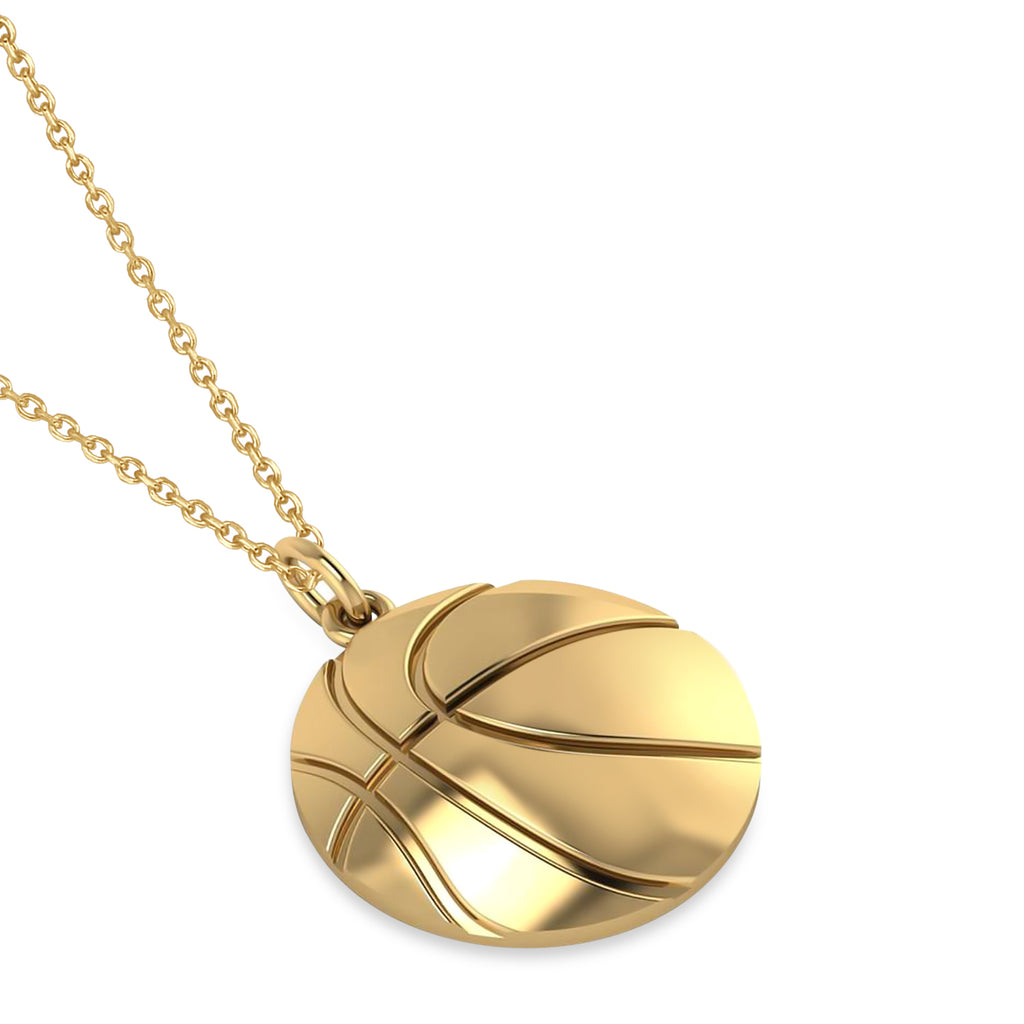 Basketball Charm Men's Pendant Necklace 14K Yellow Gold