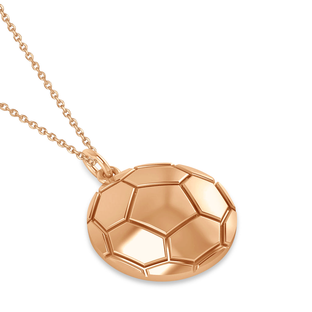 Soccer Ball Charm Men's Pendant Necklace 14K Rose Gold