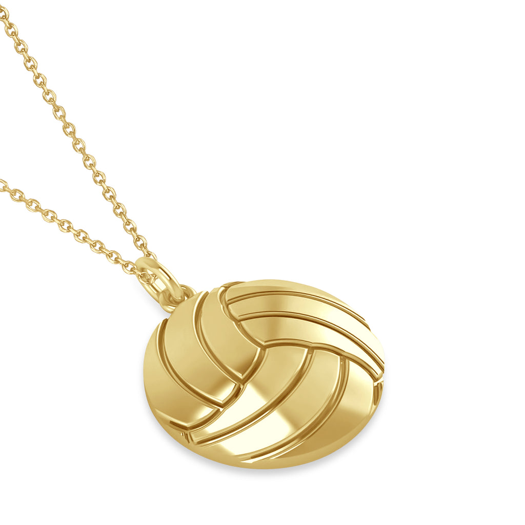 Volleyball Charm Men's Pendant Necklace 14K Yellow Gold