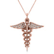 Diamond Caduceus Medical Symbol Pendant 14k Rose Gold (0.13ct)