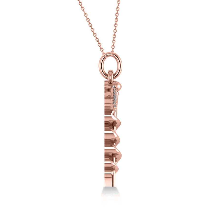 Diamond Caduceus Medical Symbol Pendant 14k Rose Gold (0.13ct)