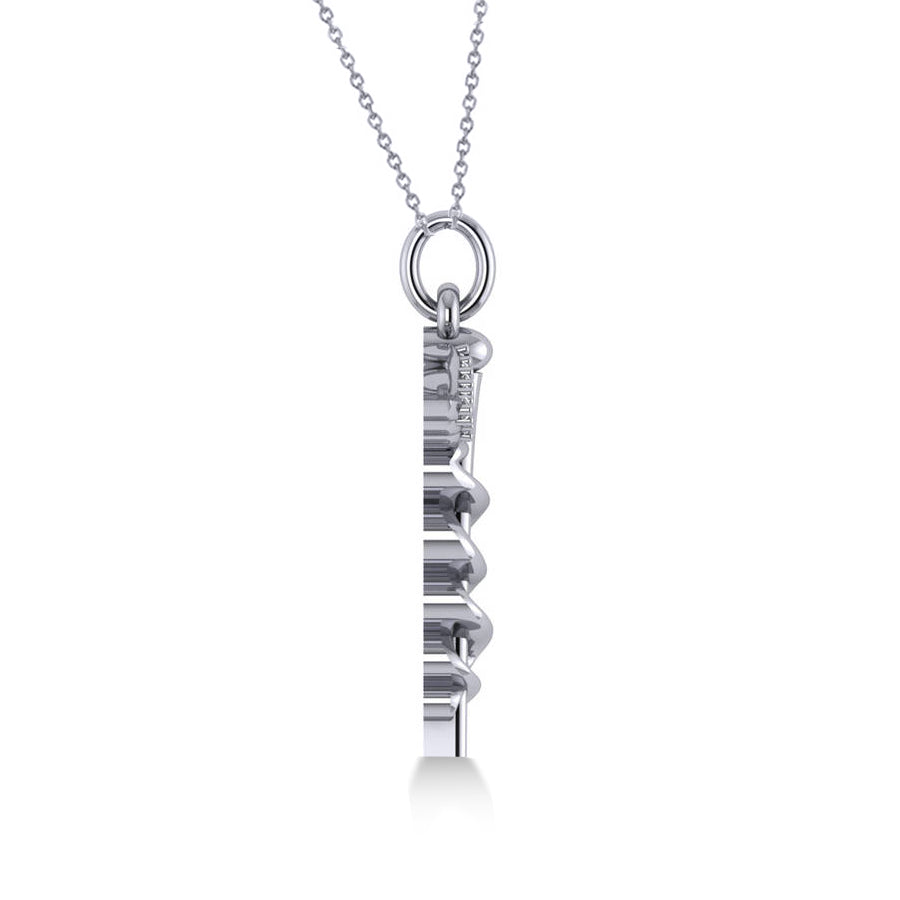 Diamond Caduceus Medical Symbol Pendant 14k White Gold (0.13ct)