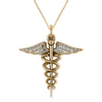 Diamond Caduceus Medical Symbol Pendant 14k Yellow Gold (0.13ct)