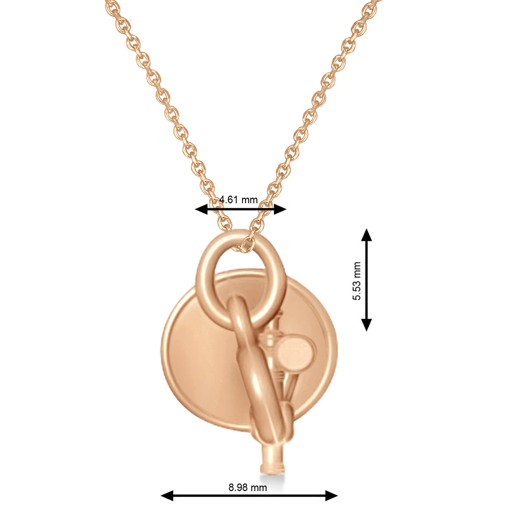 Trumpet Music Charm Pendant Necklace 14K Rose Gold