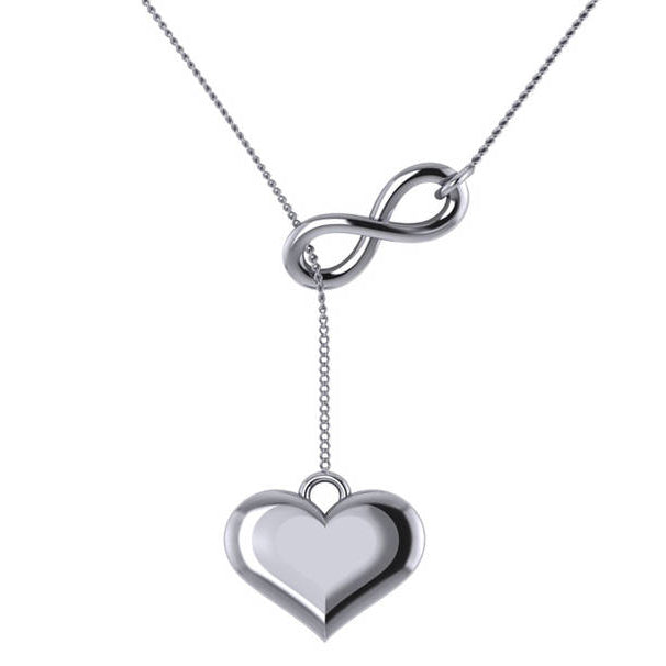 Infinity & Heart Lariat Pendant Y Necklace in 14k White Gold