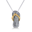 Diamond Summer Flip-Flop Pendant Necklace 14k Two Tone Gold (0.76ct)