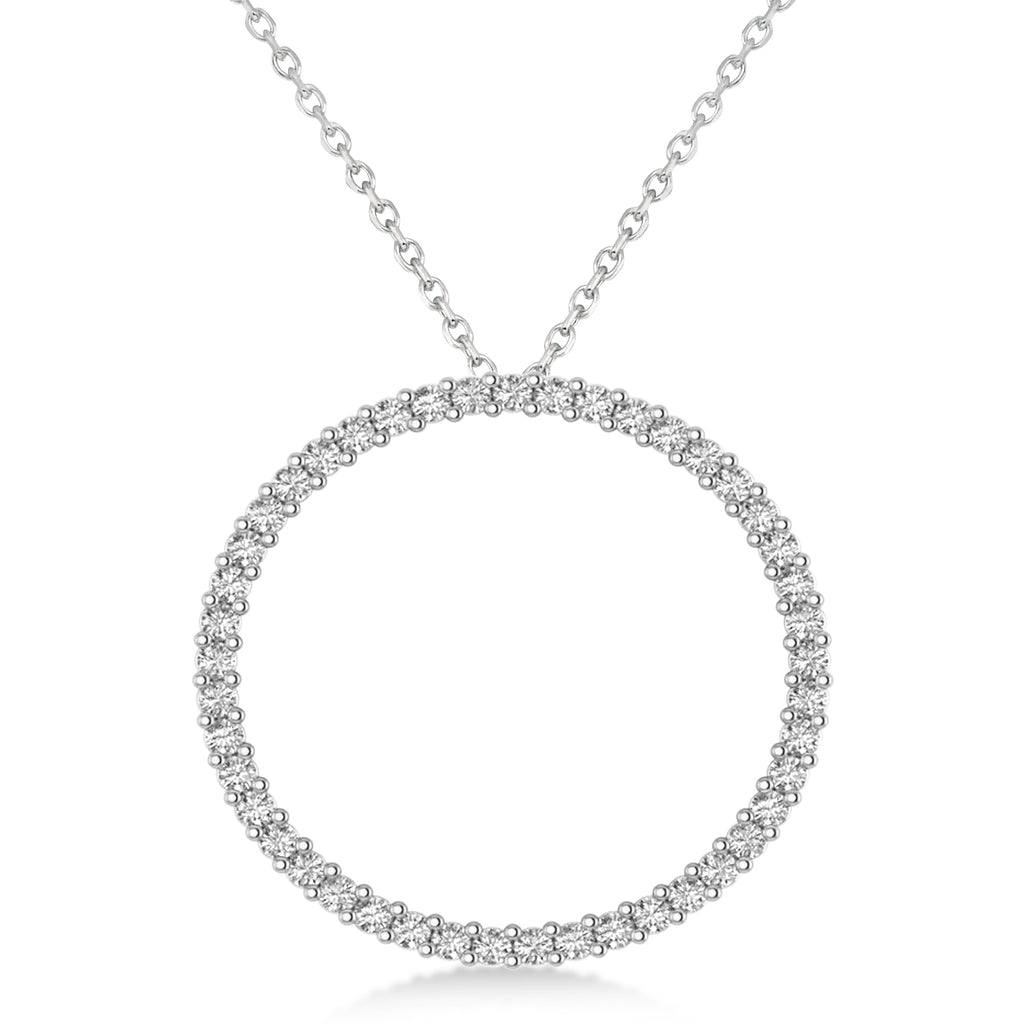 Diamond Circle of Life Charm Pendant Necklace 14k White Gold (0.68ct)