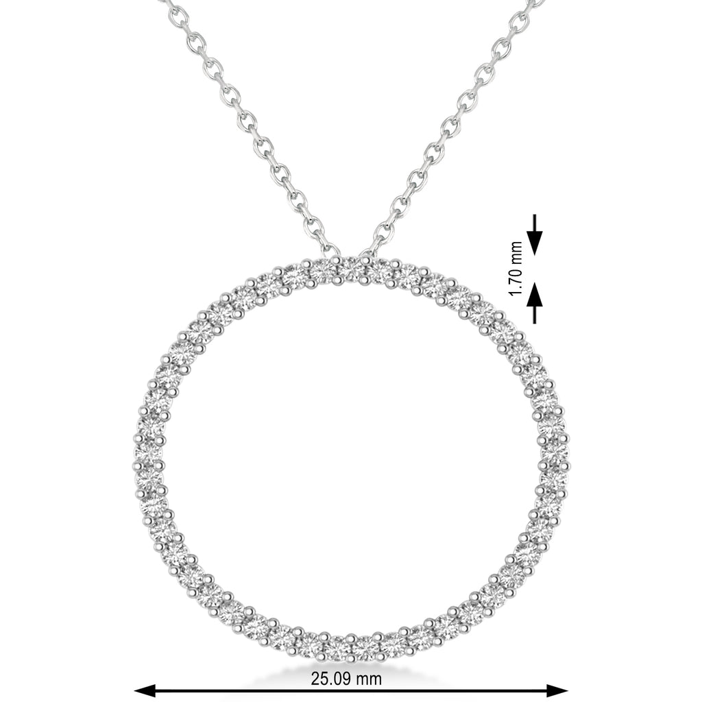 Diamond Circle of Life Charm Pendant Necklace 14k White Gold (0.68ct)