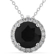 Halo Round Black Diamond Pendant Necklace 14k White Gold (2.29ct)