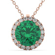 Halo Lab Emerald & Diamond Pendant Necklace 14k Rose Gold (2.79ct)