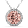 Halo Round Morganite & Diamond Pendant Necklace 14k White Gold (2.09ct)