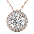 Halo Round Moissanite & Diamond Pendant Necklace 14k Rose Gold (1.89ct)
