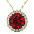 Halo Round Ruby & Diamond Pendant Necklace 14k Yellow Gold (2.59ct)