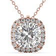 Halo Cushion Cut Diamond Pendant Necklace 14k Rose Gold (2.27ct)