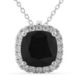 Halo Cushion Cut Black Diamond Necklace 14k White Gold (2.27ct)
