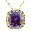 Halo Lab Alexandrite Cushion Cut Pendant Necklace 14k Yellow Gold (2.02ct)