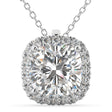 Halo Moissanite Cushion Cut Pendant Necklace 14k White Gold (1.76ct)