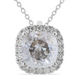 Halo Cushion Cut Salt & Pepper Diamond Necklace 14k White Gold (2.27ct)