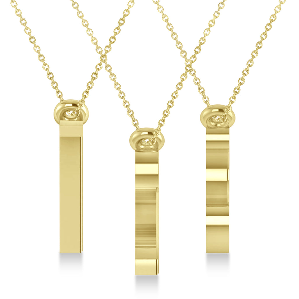 Personalized Plain Text Number Pendant Necklace 14k Yellow Gold