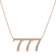 Diamond 777 Angel Number Pendant Necklace 14K Rose Gold (0.36ct)