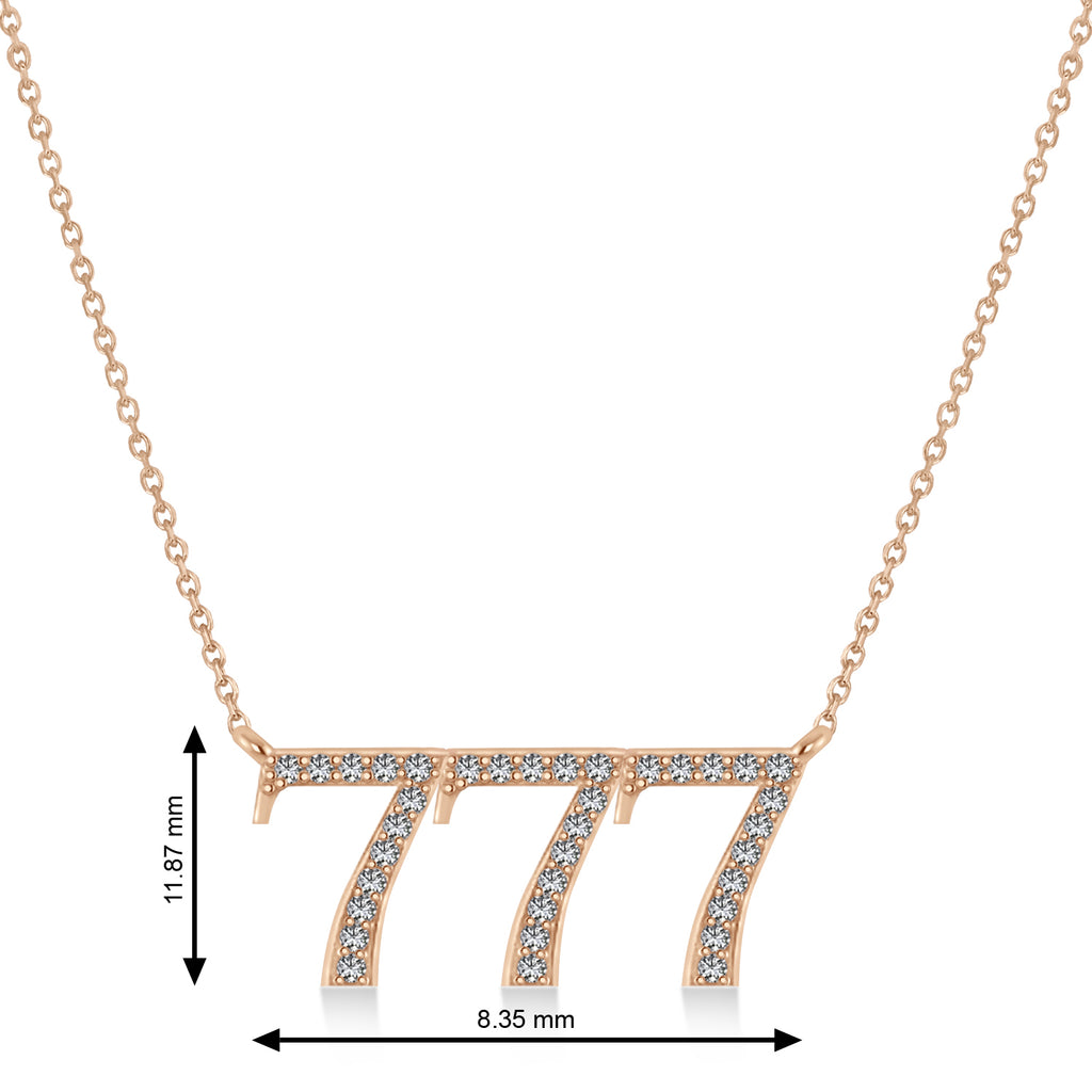 Diamond 777 Angel Number Pendant Necklace 14K Rose Gold (0.36ct)
