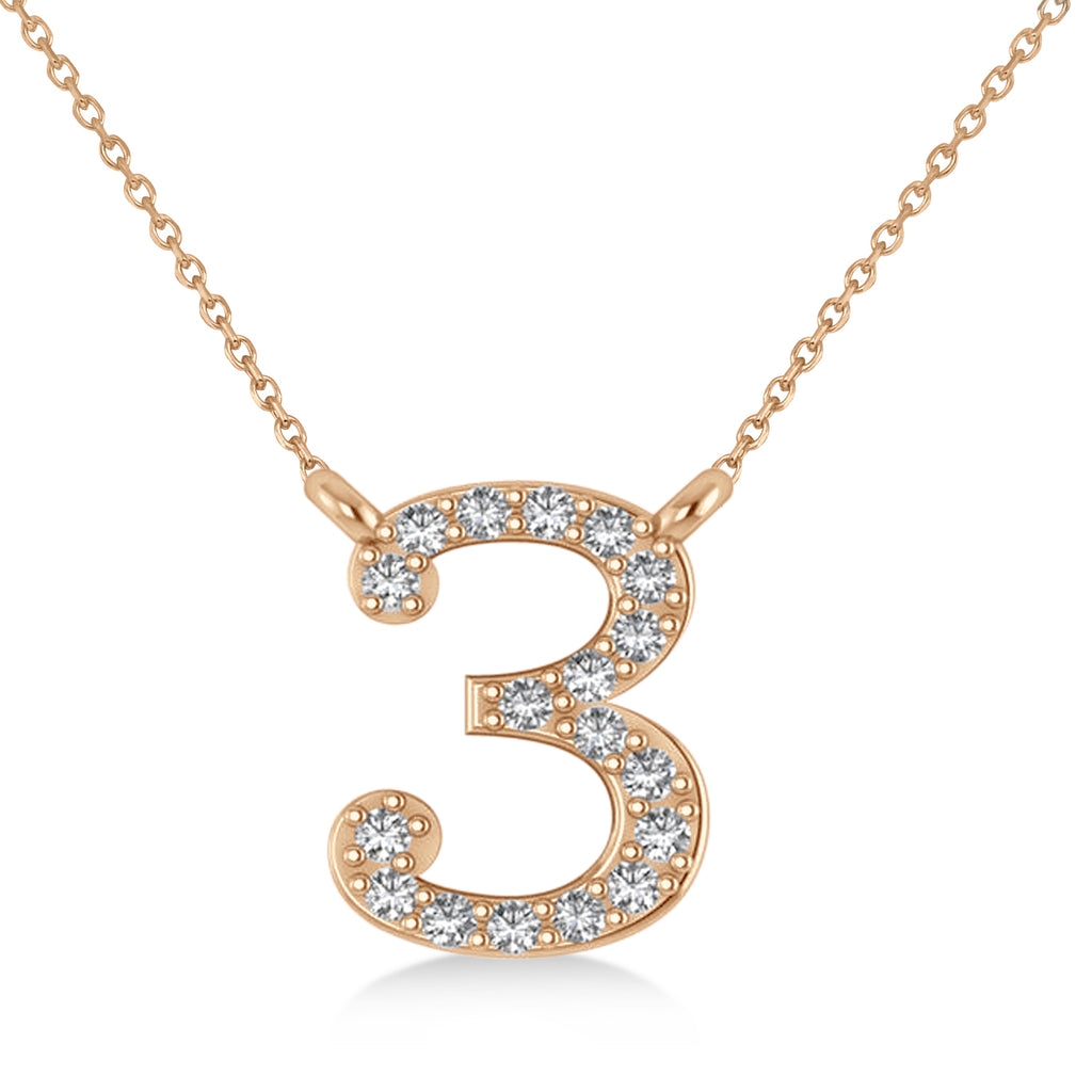 Diamond Personalized Number Pendant Necklace 14k Rose Gold