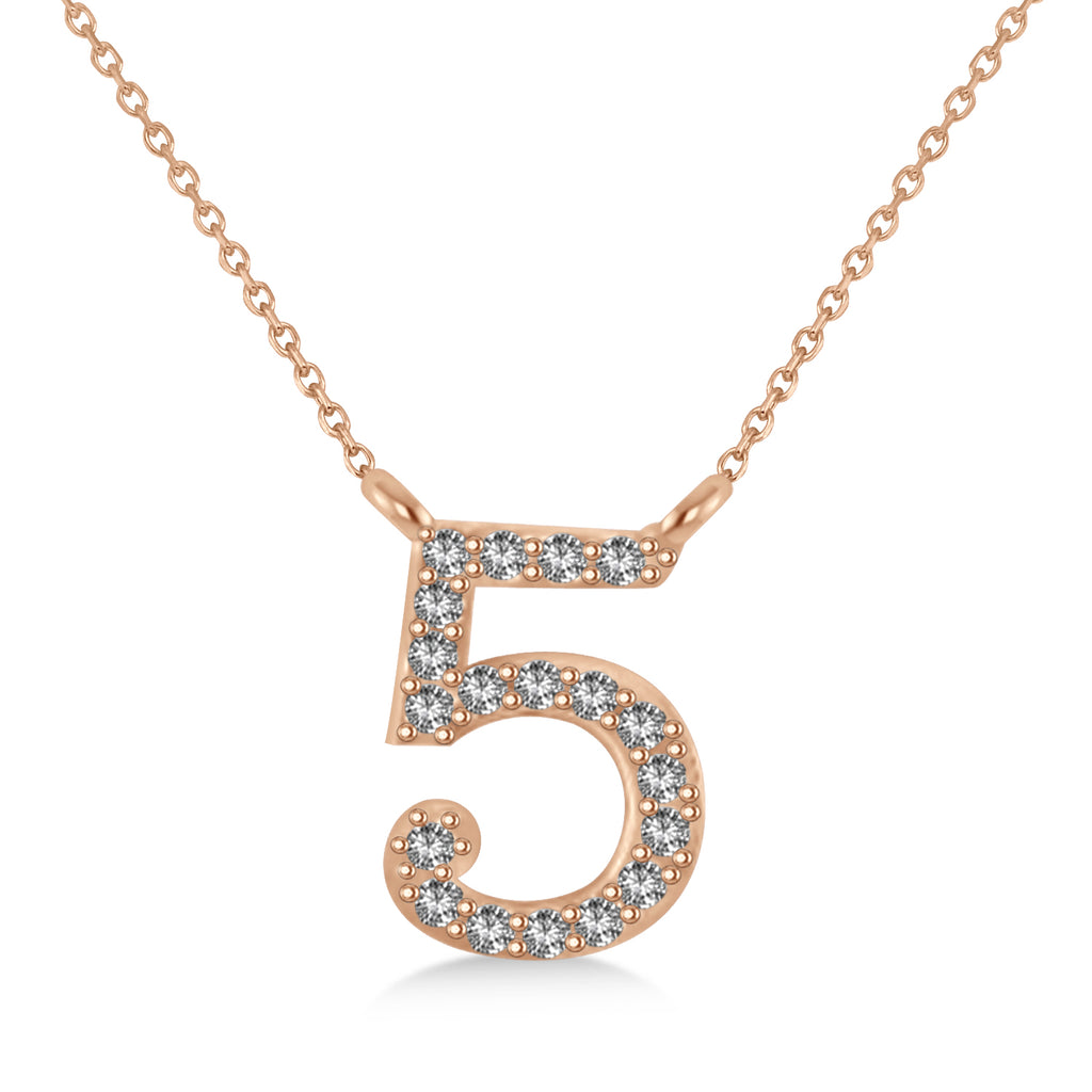 Diamond Personalized Number Pendant Necklace 14k Rose Gold